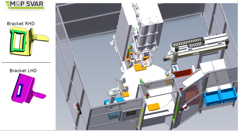 Fiat project-high-capacity workplace. Parts loading, camera inspection, welding and automatic removal of parts take place in overlapping time. Thanks to cheap products, it can be used on a wide range.